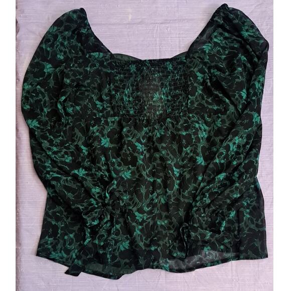 Ingrid+Isabel Maternity Green Black Long Sleeve Whimsical Woven Shirt Small - Picture 5 of 8